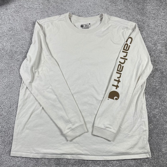 Carhartt Tops - Carhartt T Shirt Womens Extra Large 16 18 Dearborn Loose Long Sleeve Logo White